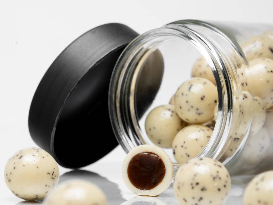 open jar of panned items