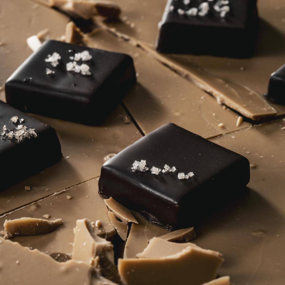 enrobed bonbons dark chocolate