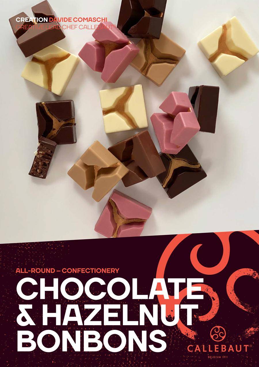 5 colours of chocolate and hazelnut bonbons by Callebaut chef Davide Comaschi