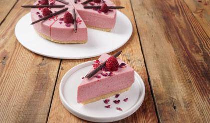 Yuzu Ruby Chocolate No Bake Cheesecake
