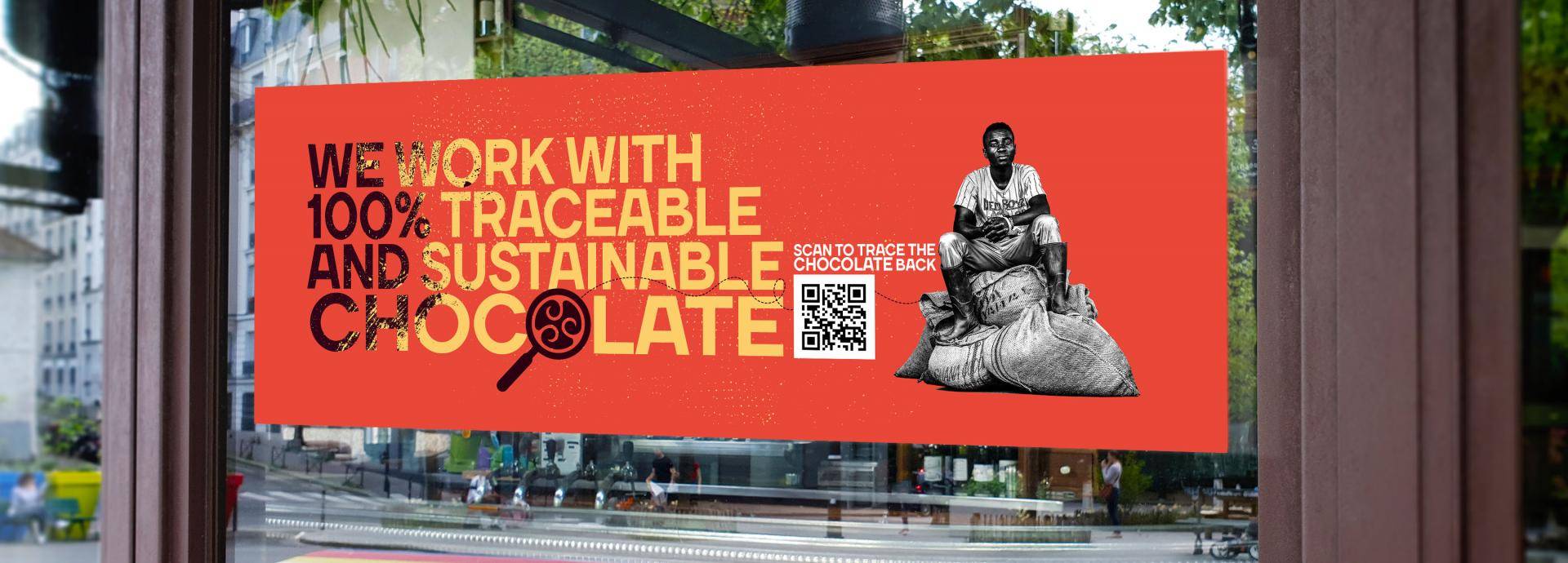 Callebaut Window Sticker to share your support for chocolate that empowers farmers with visitors
