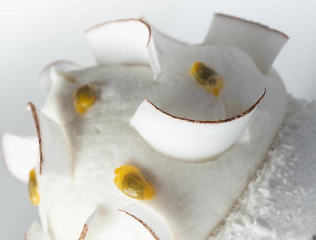 vegan coconut passion fruit pavlova