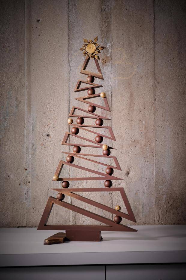 chocolate christmas tree, negative space
