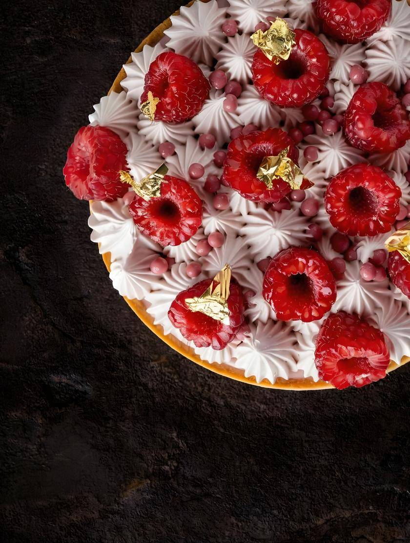 Ruby and raspberry ganache tart