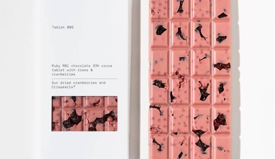 Ruby Chocolate Tablet with Roses & Cranberries