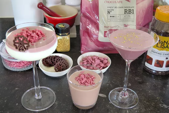 Pink ruby Callebaut chocolate summer drinks by Peter Hernou