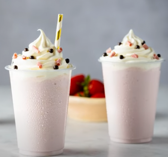 Iced White Chocolate with Strawberry Swirl