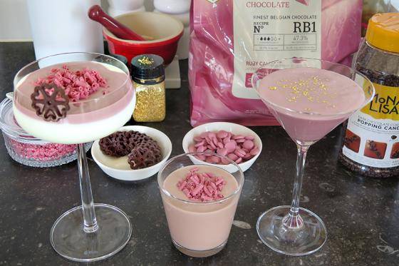 Pink ruby Callebaut chocolate summer drinks by Peter Hernou